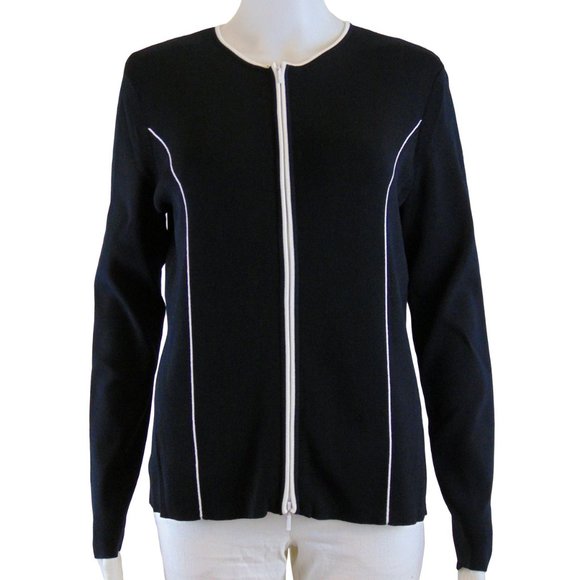 NEW - Rino Rossi Black Knit Zippered Cardigan - Picture 1 of 3